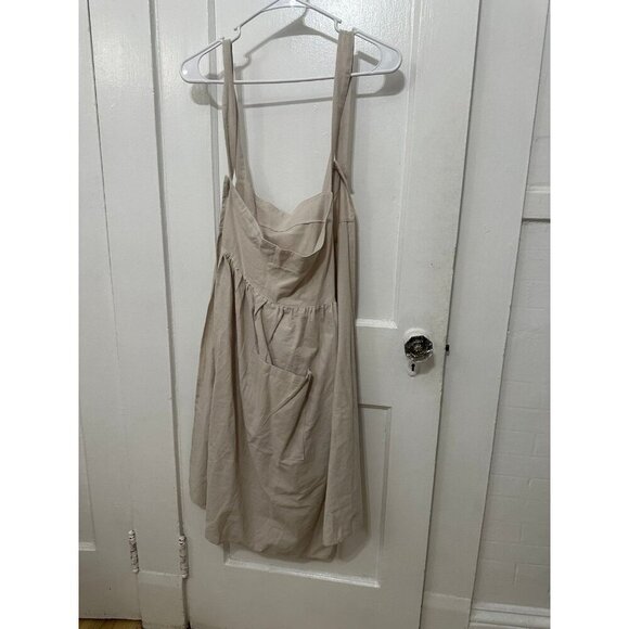 Neutral Cotton Sundress with Pockets – Adjustable Straps - Picture 2 of 12